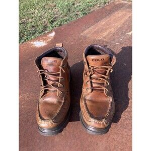 Polo Ralph Lauren Sz 8 B Ortero Hiking Mid Boots Tan Leather Womens WF4362